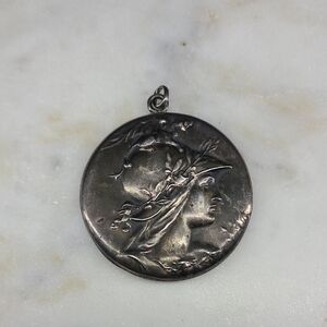 Antique Victorian Sterling Locket Large Athena Goddess Of War